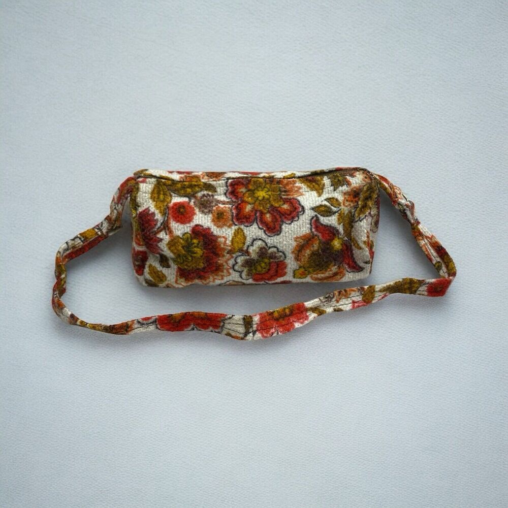 Vintage Handcrafted Purse Bag Floral Flowers Couch Print Boho Handmade